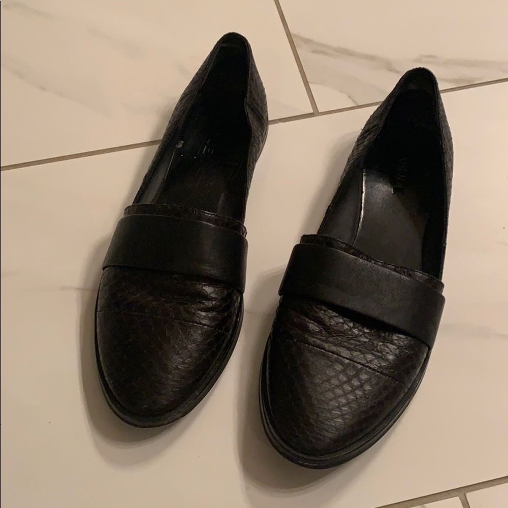 Black leather Vince loafers. Barely worn!